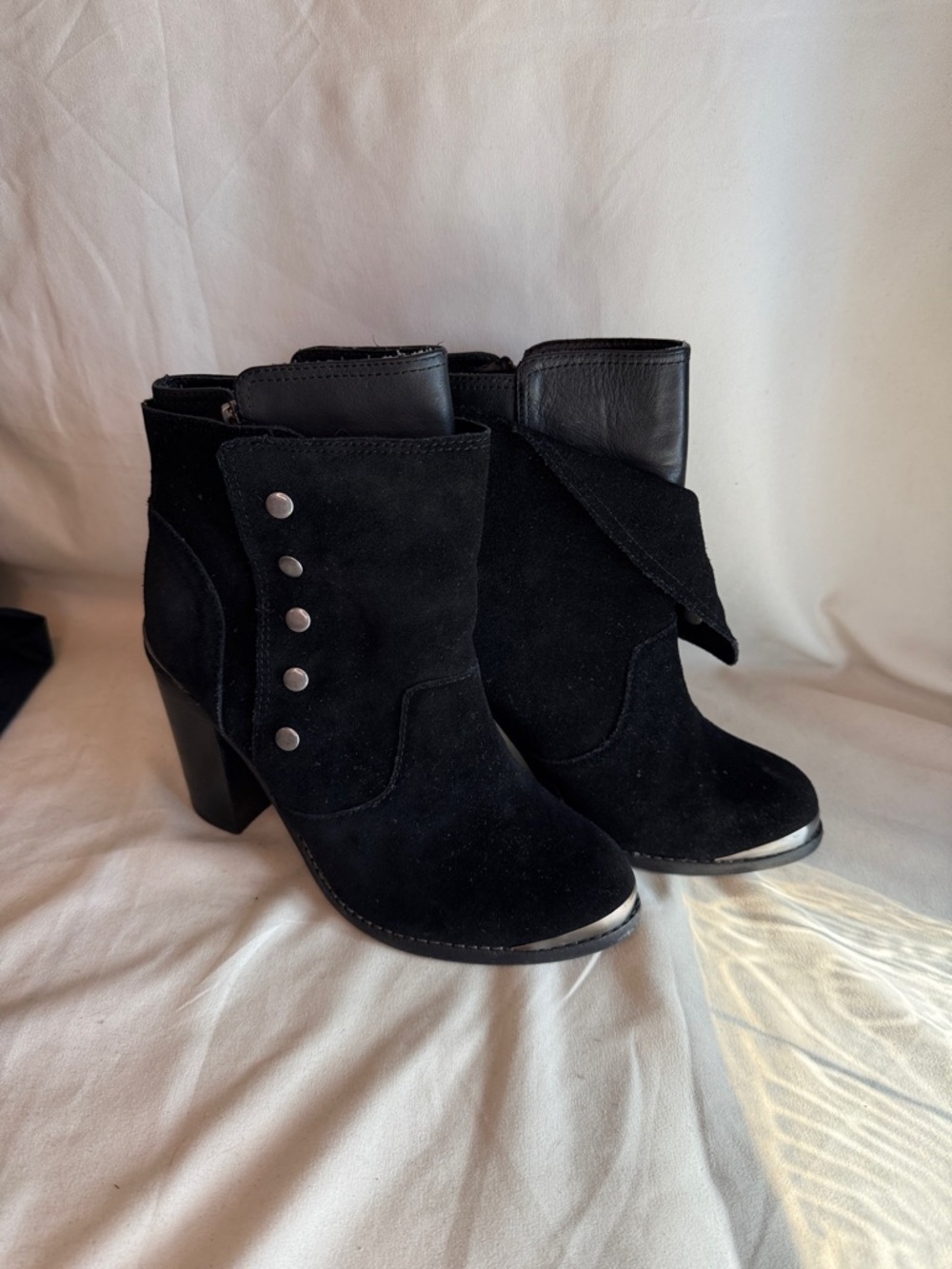 ZIGI girl Black Suede Ankle Boots with Silver Accents